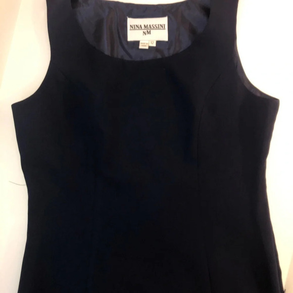 Nina Massini  12 Navy blue lined tank top zipper closure bottom of left side - Picture 3 of 6